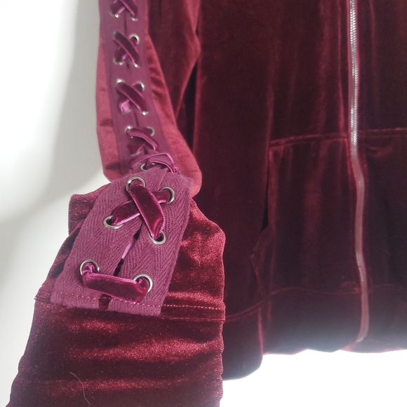 Material Girl Active Womens Velvet Hooded Sweater Jacket Size Small Y2k Coquette - Picture 4 of 11